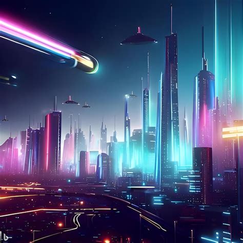 Premium AI Image | A futuristic city skyline at night