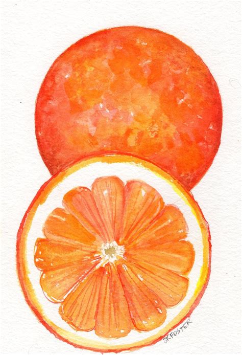 Oranges Watercolor Painting 5 x 7 Original Orange Fruit Wall Art ...