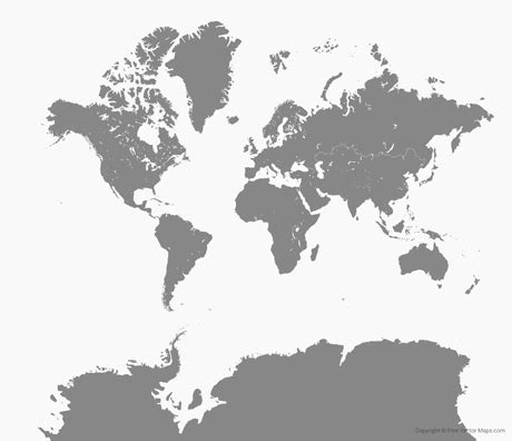 World Map Outline Regions