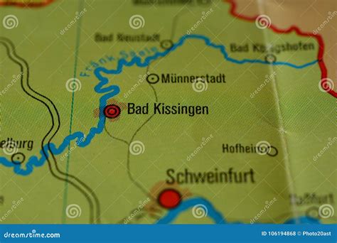 The City Name BAD KISSINGEN on the Map Stock Photo - Image of germany, photographs: 106194868