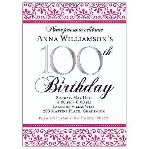 100th birthday invitations uk - Nathalie Dehart