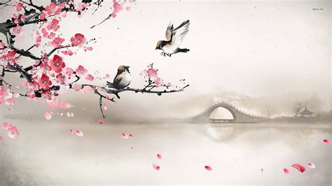 Cherry blossom painting, Artistic wallpaper, Cherry blossom art
