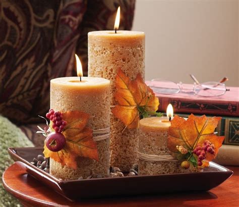 Amazon.com: Autumn Harvest Cinnamon Scent Pillar Candlescape By Collections Etc: Home & Kitchen ...