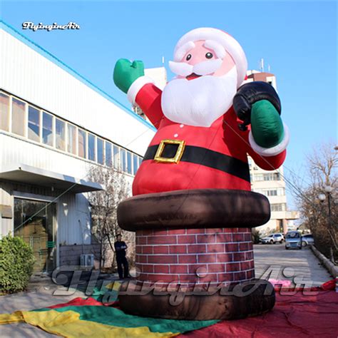 Personalized Giant Inflatable Santa Balloon With A Gift Bag In Chimney ...