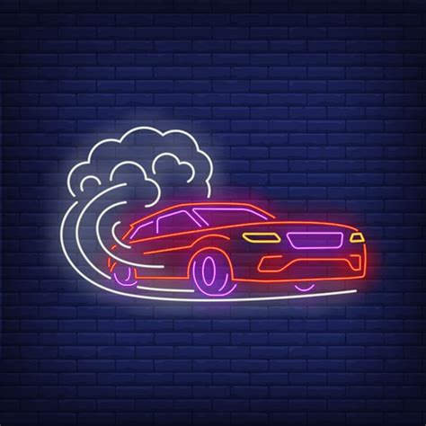 Car increasing speed neon sign Vector | Free Download