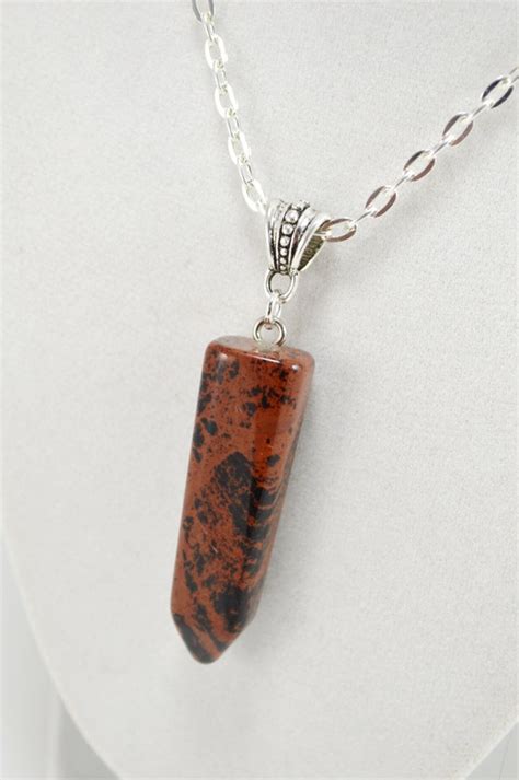 Mahogany Obsidian Pendant Necklace . Mahogany Obsidian