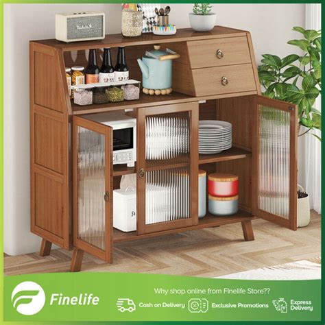 Finelife kitchen cabinets Japanese-style wall-side storage cabinet with ...