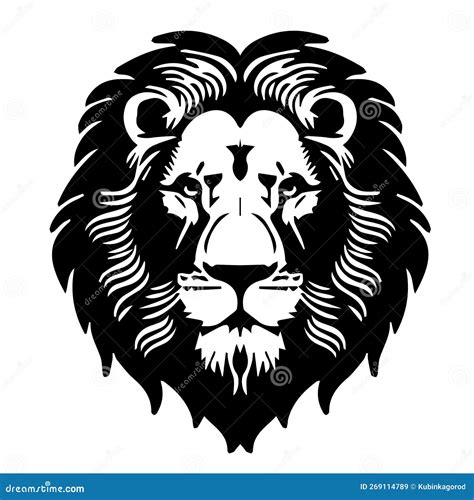 Lion S Head for Printing or Tattooing. Black and White Monochrome ...