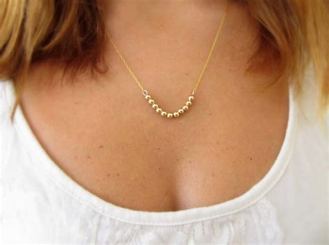 Ball necklace Gold ball necklace Gold necklace Minimalist | Etsy