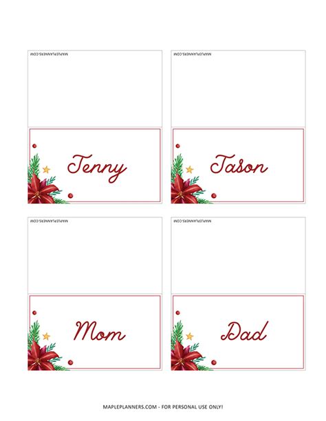 Free Printable Christmas Place Cards