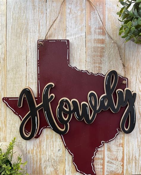 Texas A&M Howdy Door Hanger Howdy Aggie Birthday Aggie - Etsy