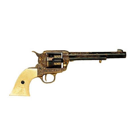 By The Sword - Colt 45 Peacemaker Engraved Model Non Firing Revolver Replica