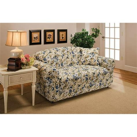 Jersey Loveseat Slipcover Blue Floral - Walmart.com - Walmart.com