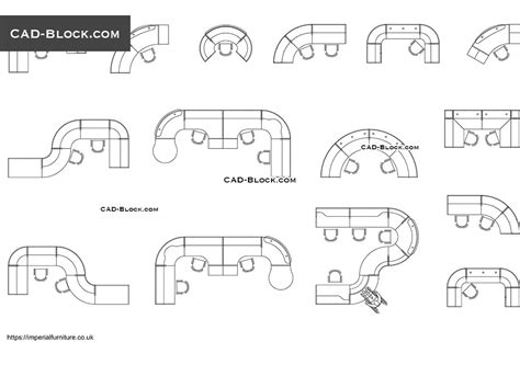 Reception Furniture CAD block, free AutoCAD models in plan