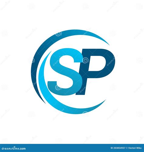 Initial Letter SP Logotype Company Name Blue Circle and Swoosh Design. Vector Logo for Business ...