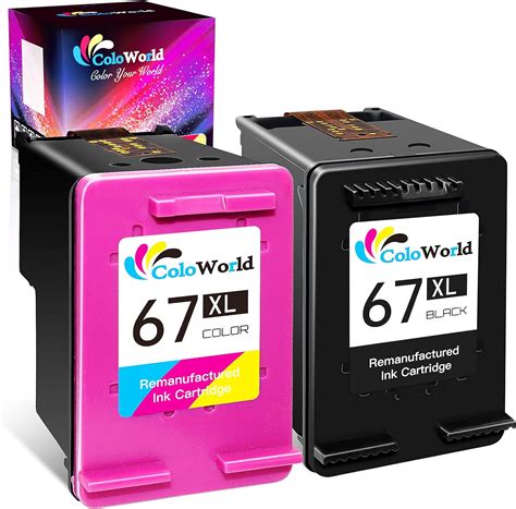 Amazon.com: ColoWorld for HP 67XL Ink Cartridges Black/Color Combo Pack, 67XL for HP Printer Ink ...