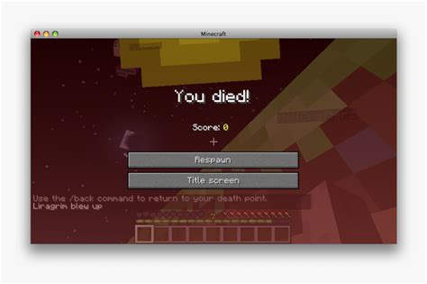 Minecraft Died Screen