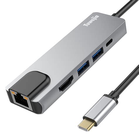 USB C Multiport Hub with 4k HDMI Outputs, 5-in-1 USB C Network Adapter – Tuwejia