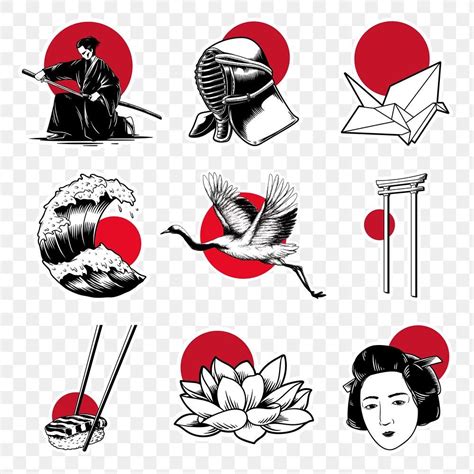 Download premium png of Traditional Japanese sticker design elements ...