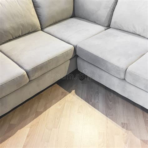 Corner gray velvet sofa stock photo. Image of comfortable - 112705418