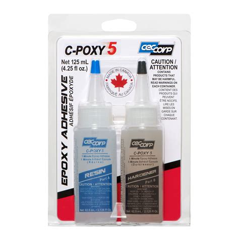 CEC Corp C-POXY 5 2-Part General Purpose Structural-Unfilled Fast Setting Epoxy Glue, 125ML ...