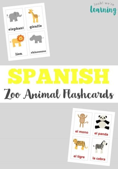 Spanish Zoo Animal Flashcards - Look! We're Learning!