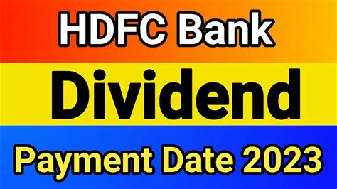 HDFC Bank dividend | hdfc bank dividend date | hdfc bank dividend payment date - YouTube