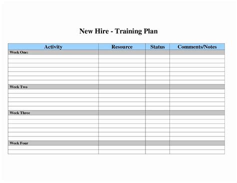 Downloadable Employee Training Plan Template Excel