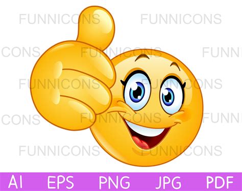 Happy female emoji showing thumb up like clipart Vector | Etsy