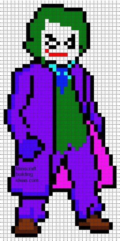 Minecraft Pixel Art Templates: The Joker | Minecraft pixel art, Pixel ...