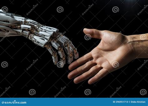 Robot and human handshake stock illustration. Illustration of background - 296951713