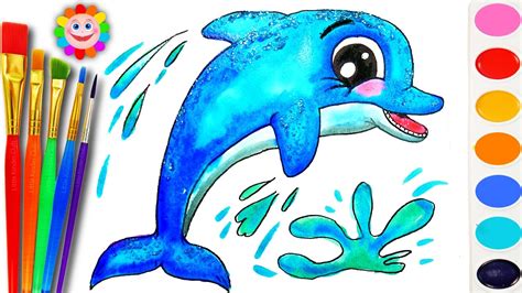 How to Draw a DOLPHIN Sea Animals Coloring Page to Learn Colors for ...