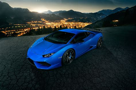 Fonds d'ecran Lamborghini Novitec Torado Huracan Bleu ciel Luxe Nuit Voitures télécharger photo