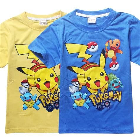 Pokemon go t shirt girl tops summer short sleeve pikachu boys t shirt kids clothing baby pokemon ...