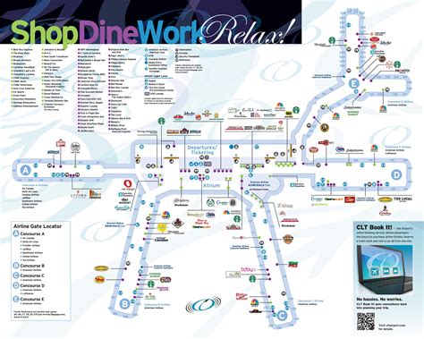 Charlotte airport layout map - CLT map airport layout (North Carolina - USA)