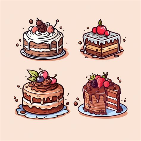 Premium Vector | Cartoon cakes delicacies and sweets