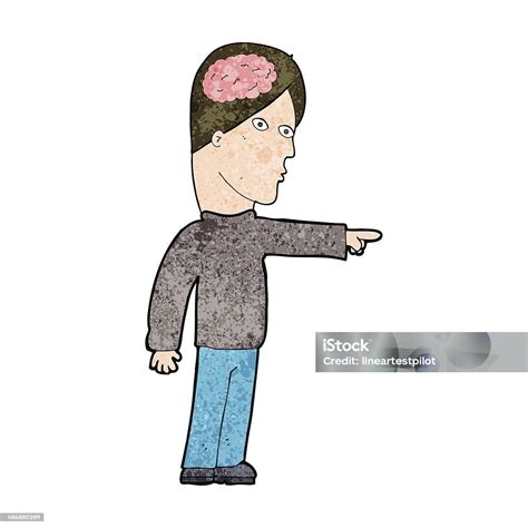 Cartoon Clever Man Pointing Stock Illustration - Download Image Now ...