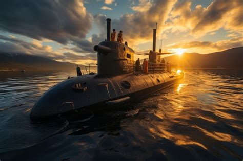 Premium AI Image | Historic submarine silhouette against a beautiful ...