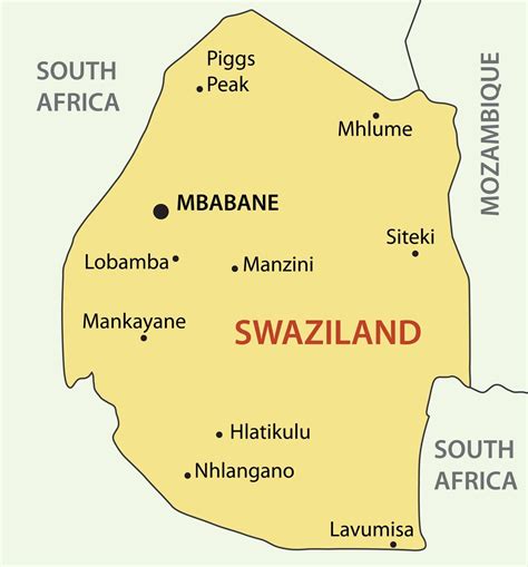 Swaziland Map and Regions | Mappr