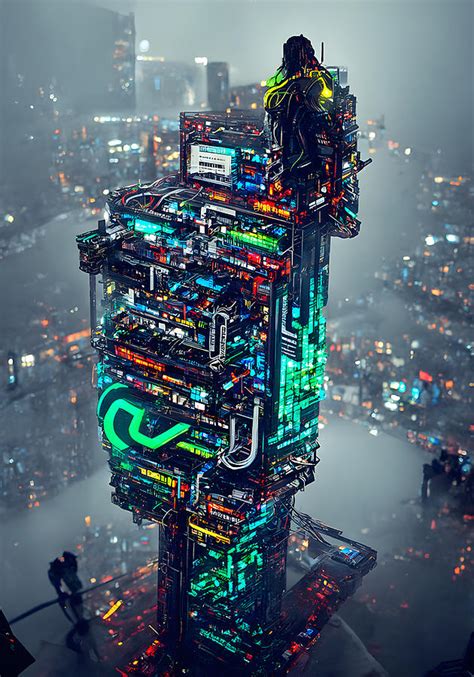 Cyberpunk Skyscraper 1 Digital Art by Travco - Pixels