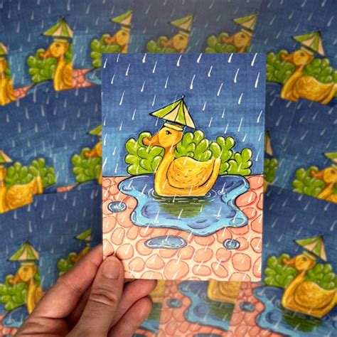 Postcard "Duck in the Rain" - Kryssy Illustrations's Ko-fi Shop - Ko-fi ...