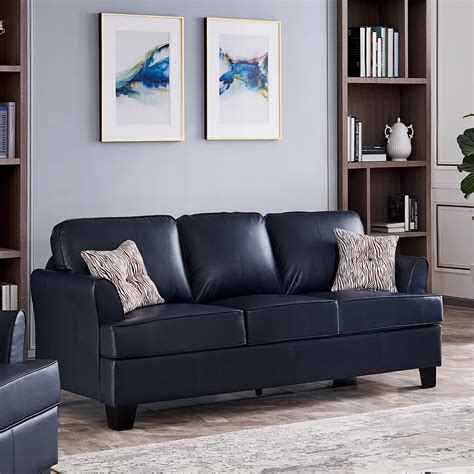 Alexandria Leather Sofa (Blue) – TAF Furniture