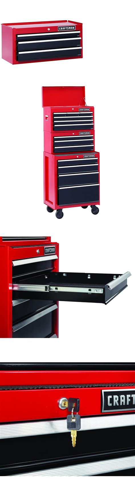 Tool Boxes 33089: Craftsman 26 In. 3-Drawer Heavy-Duty Ball Bearing Middle Chest - Red Black ...