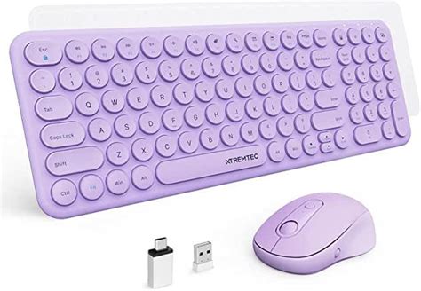 Compact Purple Keyboard and Mouse Set for Laptop and Computer