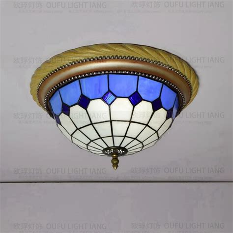 38cm Tiffany Mediterranean style natural ceiling lights lustres night light led lamp floor bar ...