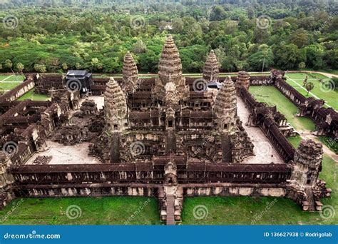 Angkor Wat Temple in Siem Reap, Cambodia, Aerial View Stock Photo ...