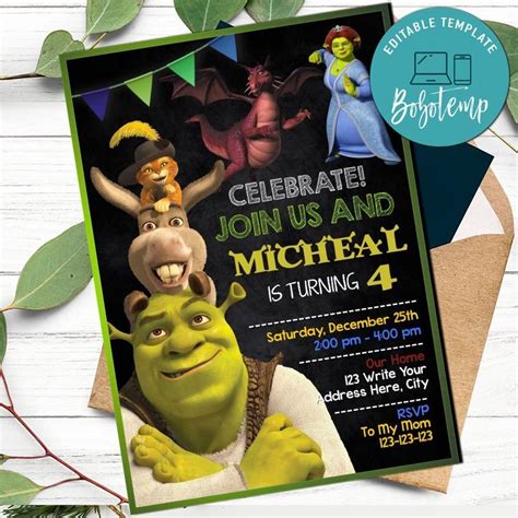 Shrek Invitation Customizable Template Instant Download - Shrek Party Invites - Shrek Party ...