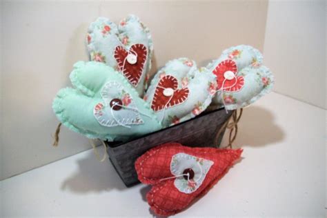 Primitive Fabric Hearts Summer Decor Handmade Cottage Hearts - Etsy