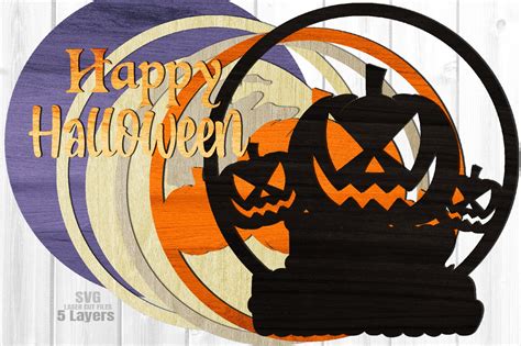 Happy Halloween Pumpkin Round Sign SVG Glowforge Files | Etsy