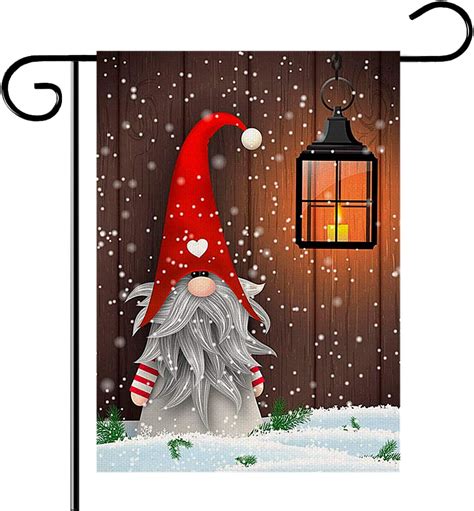 Christmas Gnome Garden Flag, Double-Sided Home Rustic Winter Garden ...